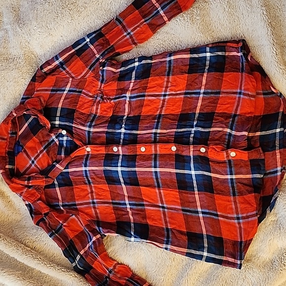 Aeropostale SM Red/Black Plaid Button Down Flannel Shirt - Picture 8 of 12